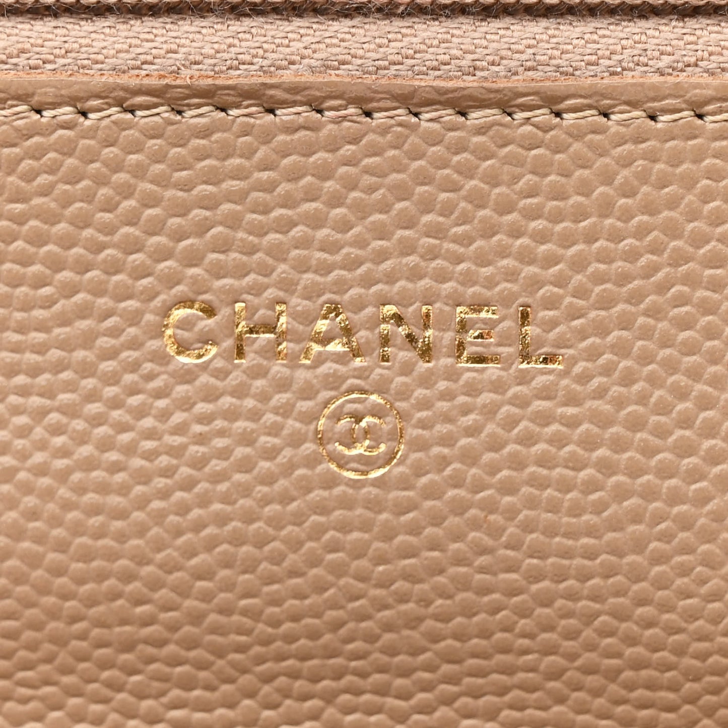 Caviar Quilted Wallet on Chain WOC Dark Beige