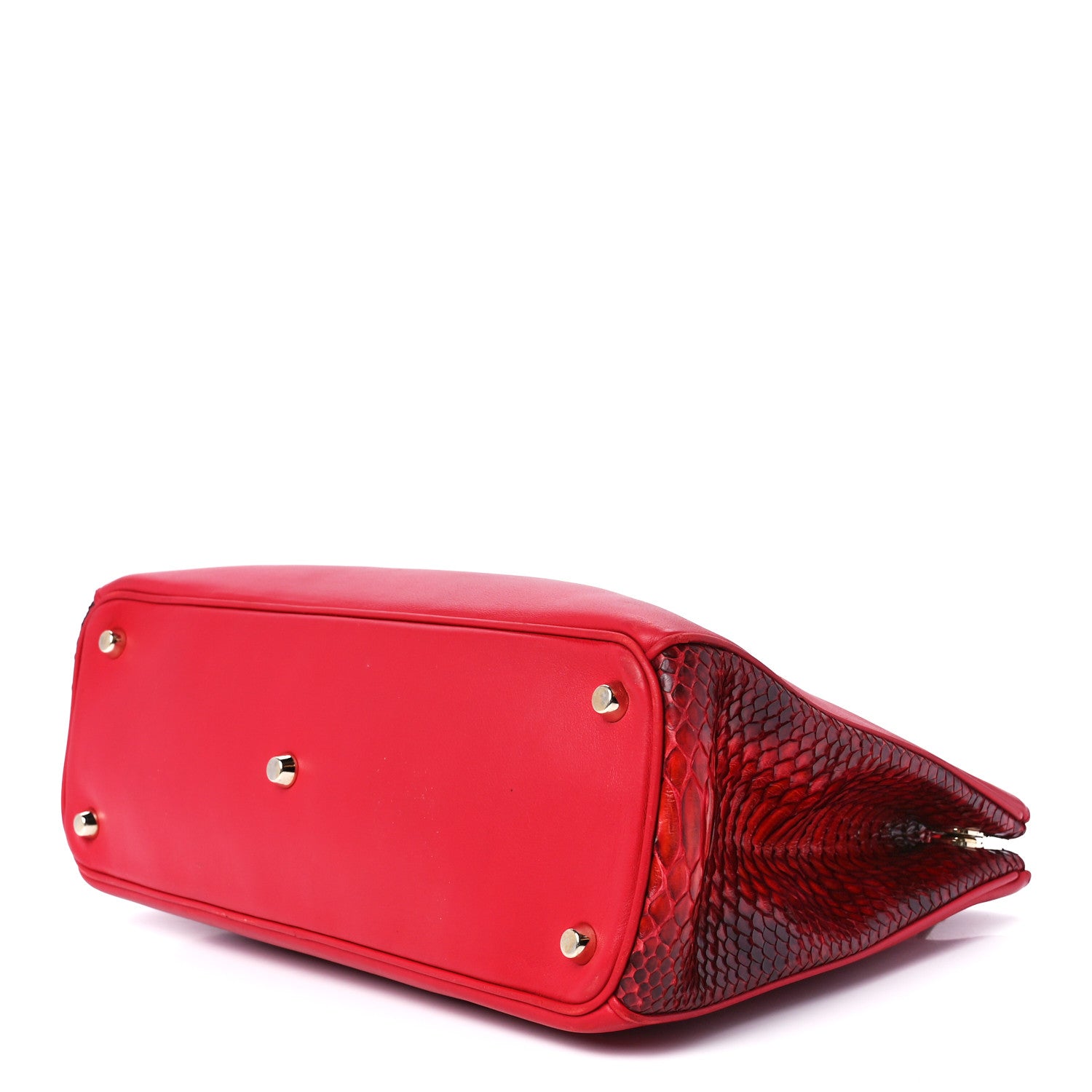 Christian Dior Calfskin Snakeskin Medium Diorissimo Tote Red 9 of 11