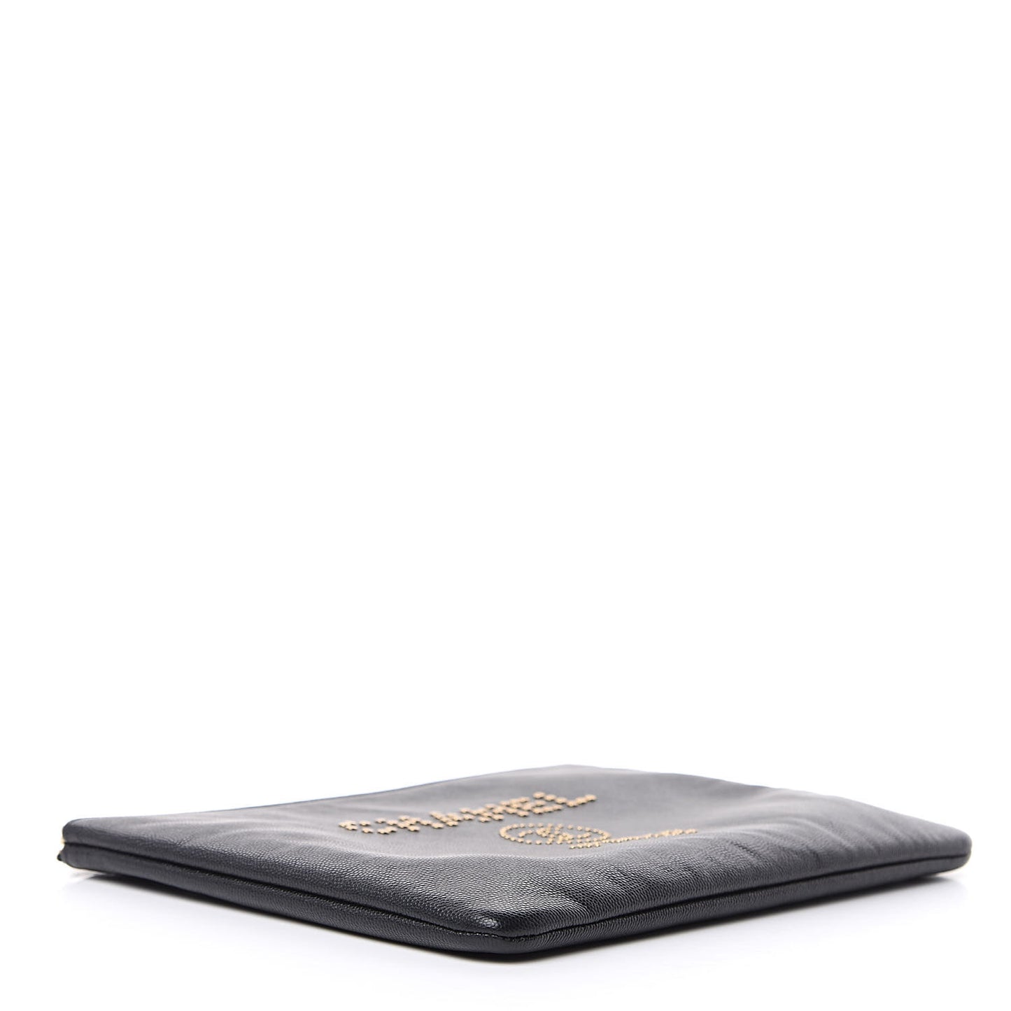 Caviar Studded Medium Deauville Pouch Black