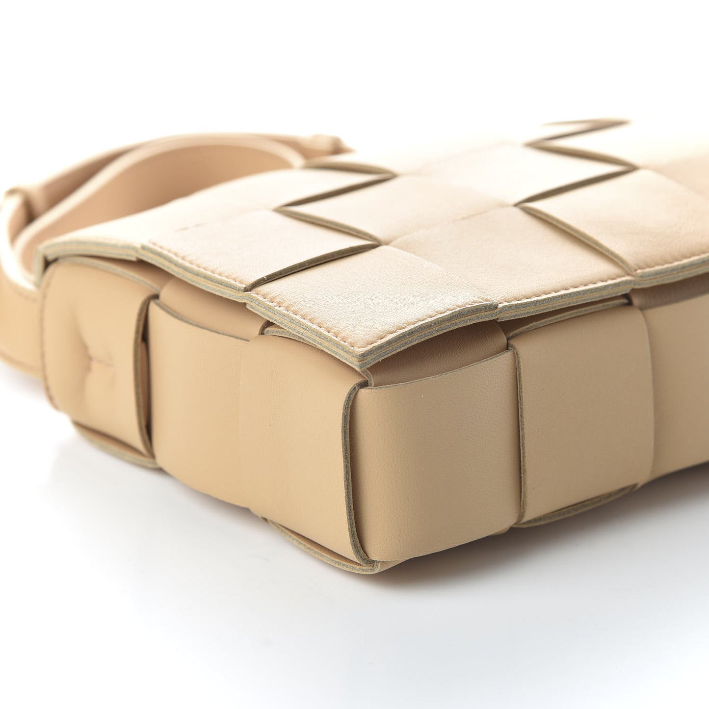 Lambskin Maxi Intrecciato Cassette Crossbody Bag Nude