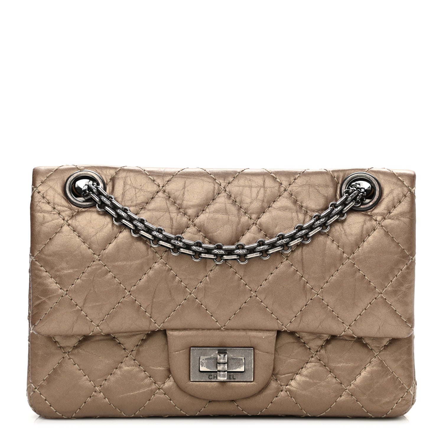 Chanel Aged Calfskin Quilted 2.55 Reissue 224 Flap Dark Gold 1 of 14