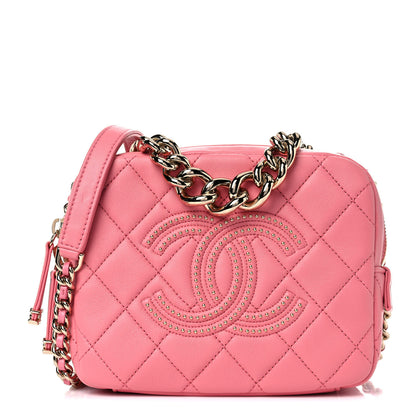 Chanel Lambskin Quilted Studded Quilted Vanity Case With Chain Rose 1 of 10