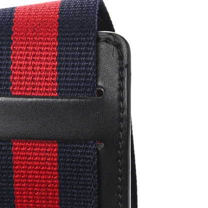 Gucci GG Supreme Monogram Web Small Flat Messenger Bag Black Grey 10 of 12