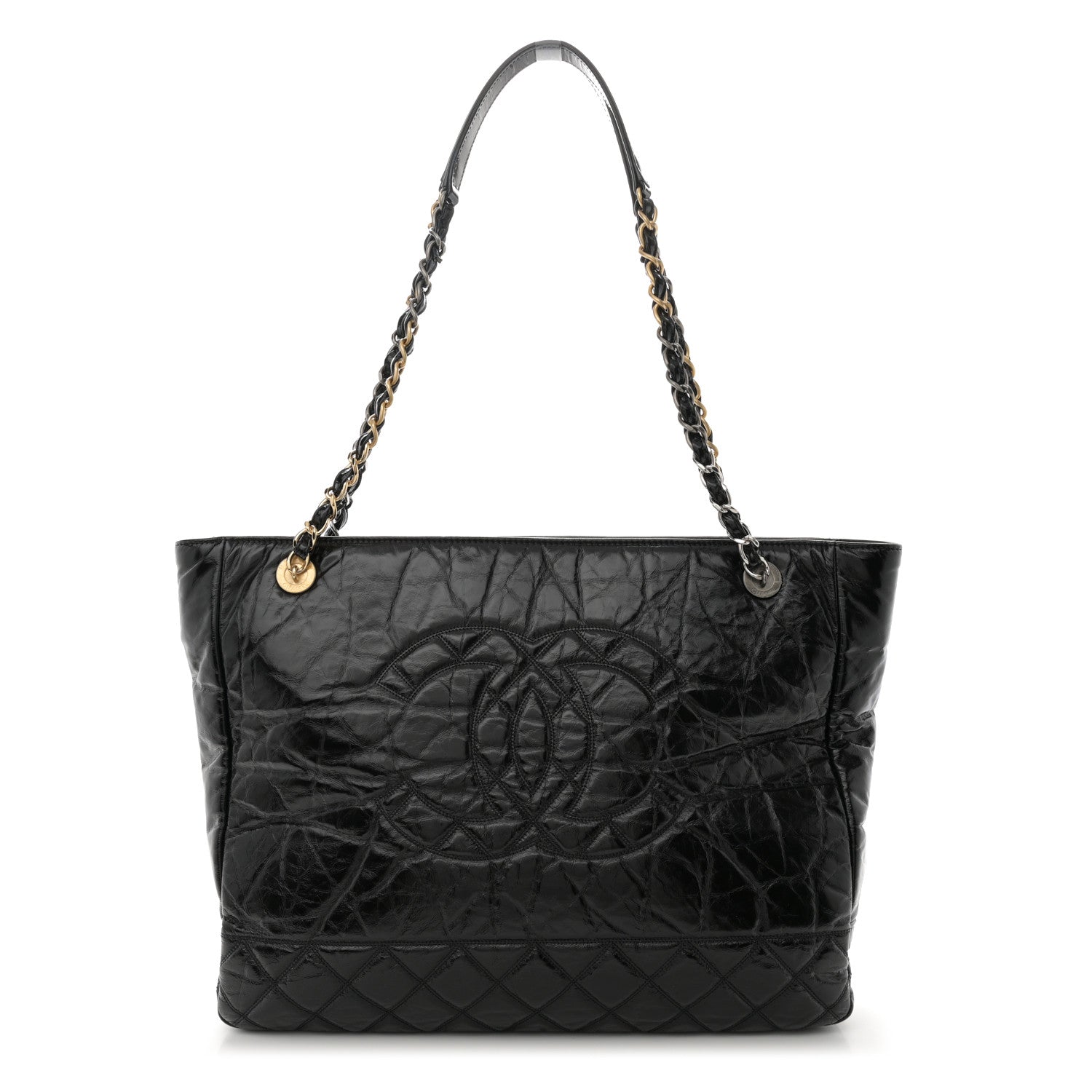 Chanel Shiny Aged Calfskin Quilted Small Shopping Bag Black 1 of 11