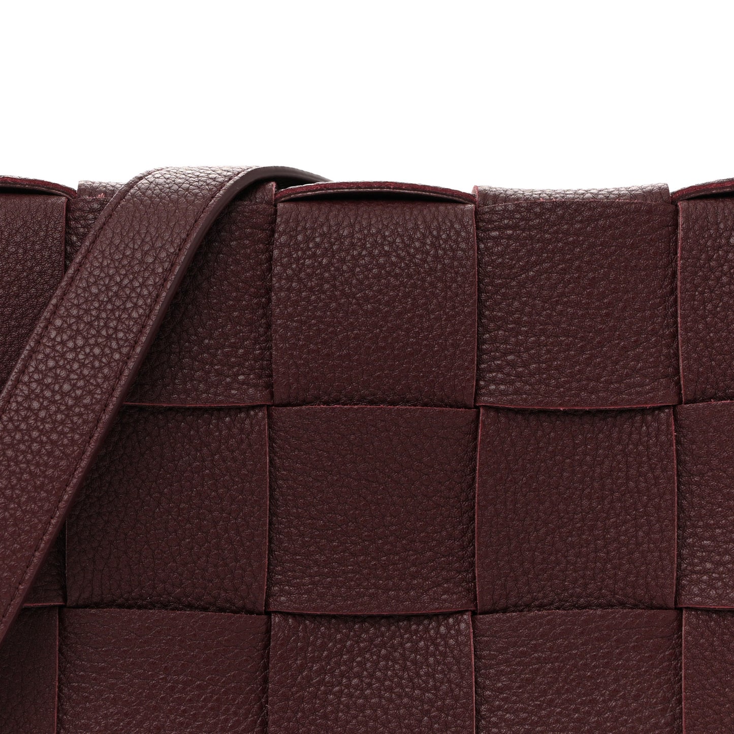 Grained Calfskin Maxi Intrecciato Cassette Crossbody Bag Bordeaux