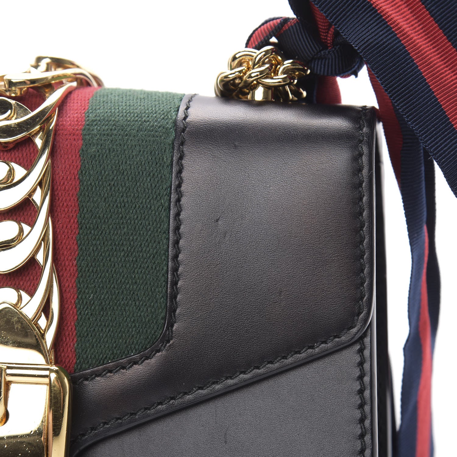 Gucci Calfskin Mini Sylvie Chain Shoulder Bag Black 14 of 14