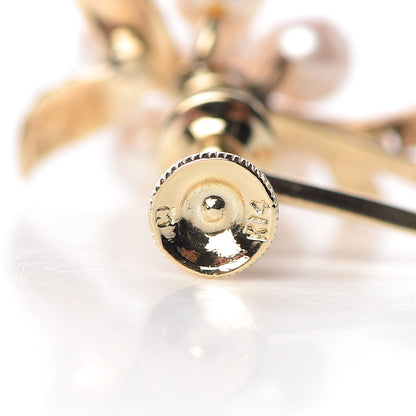 Mikimoto 14K Yellow Gold Akoya Pearl Flower Screw Back Earrings 3 of 4