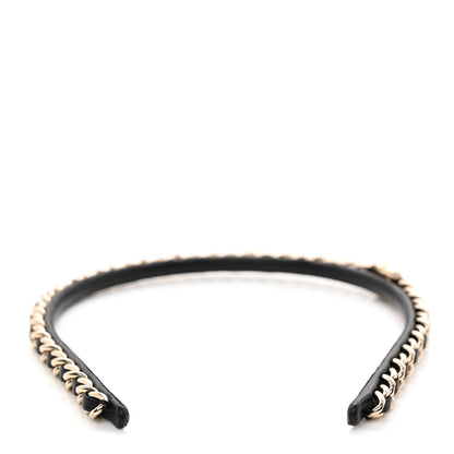 Chanel Metal Lambskin CC Turnlock Chain Headband Gold Black 6 of 6
