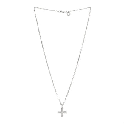 Bulgari 18K White Gold Diamond Cross Pendant Necklace 3 of 4