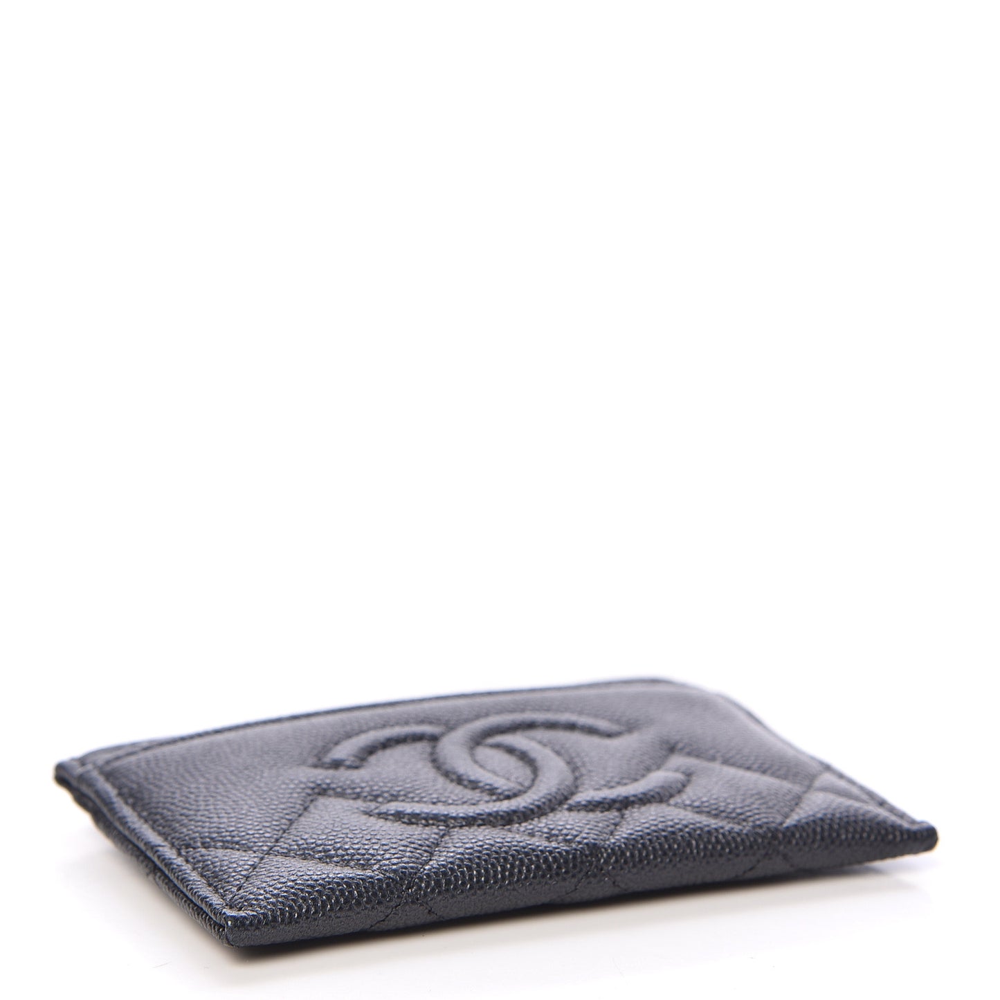 Metallic Caviar Quilted CC Card Holder Dark Grey