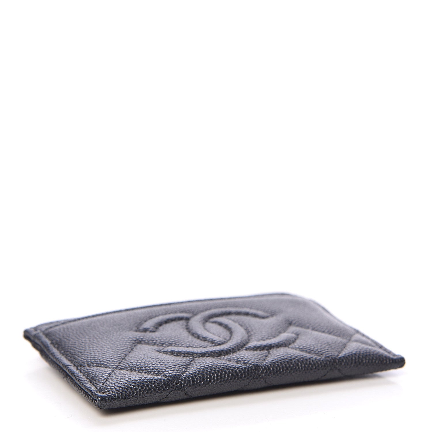 Chanel Metallic Caviar Quilted CC Card Holder Dark Grey 4 of 9