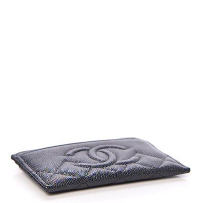 Chanel Metallic Caviar Quilted CC Card Holder Dark Grey 4 of 9
