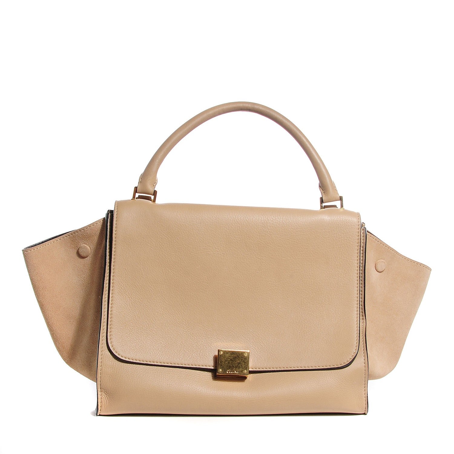 Celine Smooth Calfskin Suede Medium Trapeze Sahara 1 of 10