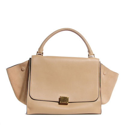 Celine Smooth Calfskin Suede Medium Trapeze Sahara 1 of 10