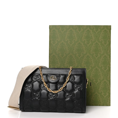 Gucci Calfskin GG Matelasse Small Slim Chain Shoulder Bag Black Natural 12 of 13