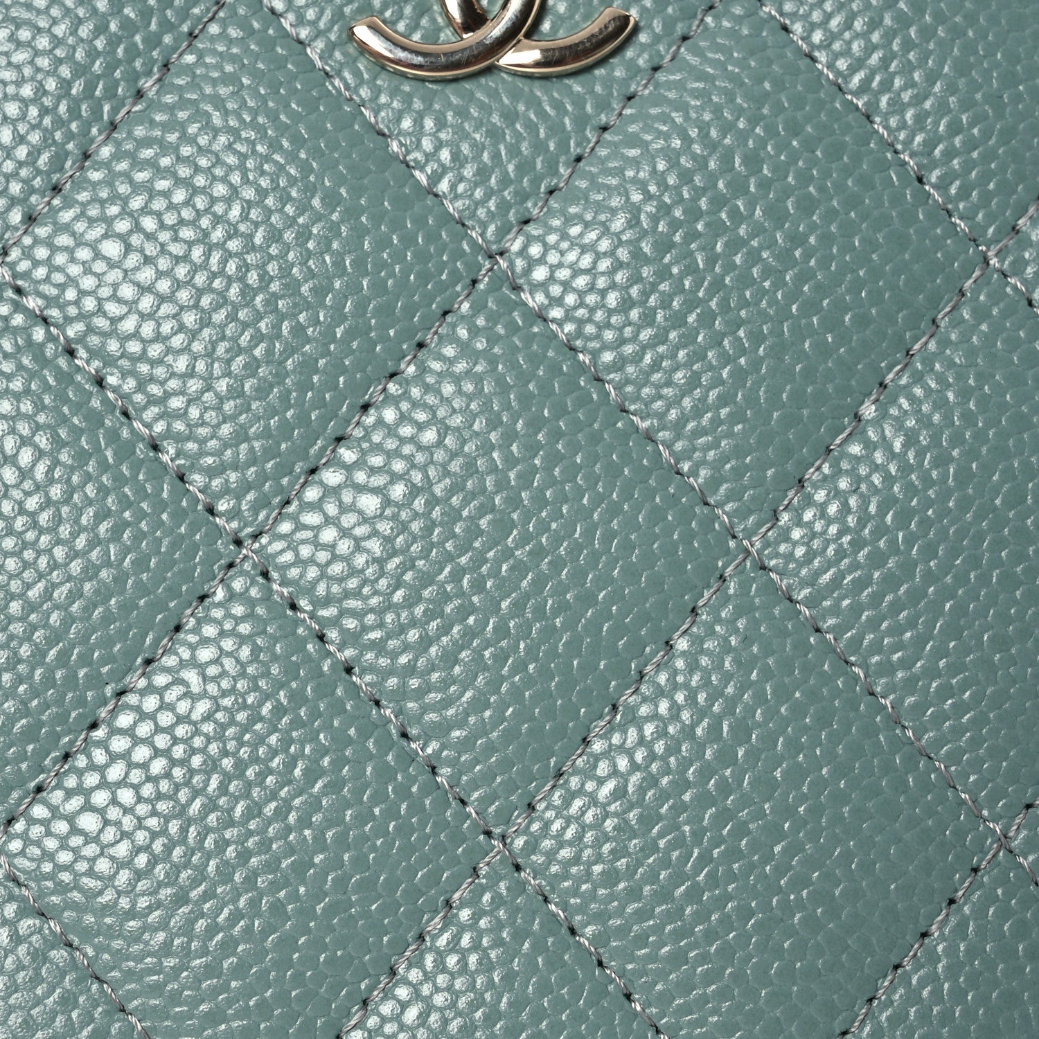 Chanel Caviar Quilted Round Handle With Care Vanity With Chain Blue 9 of 13