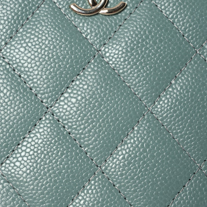 Chanel Caviar Quilted Round Handle With Care Vanity With Chain Blue 9 of 13