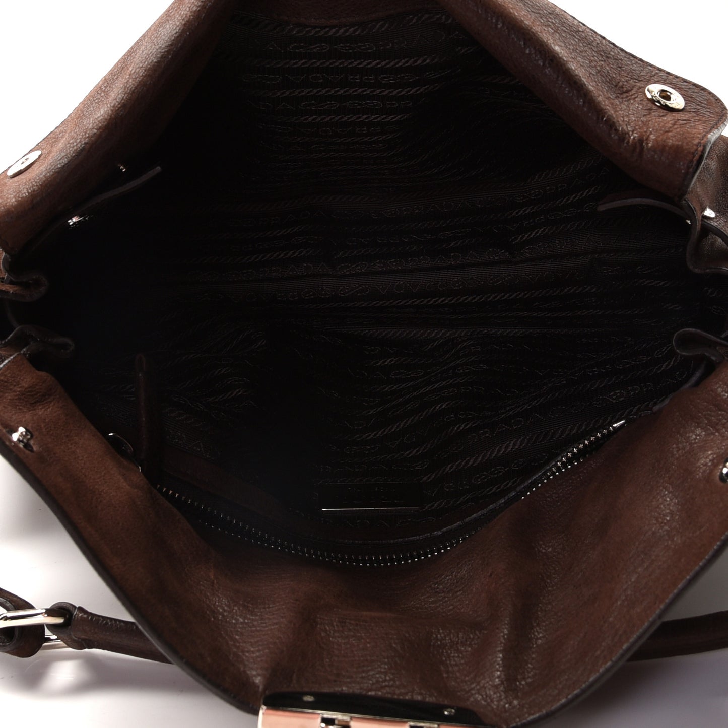Vitello Daino Pushlock Shoulder Bag Brown