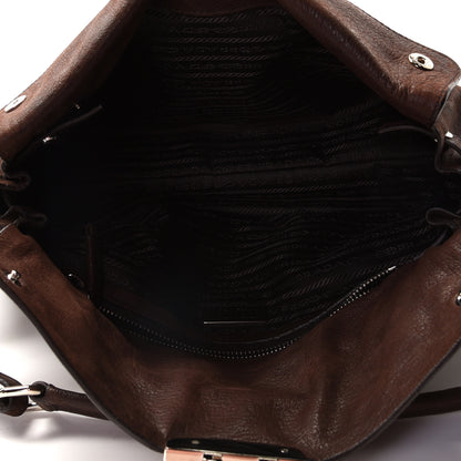 Prada Vitello Daino Pushlock Shoulder Bag Brown 10 of 10