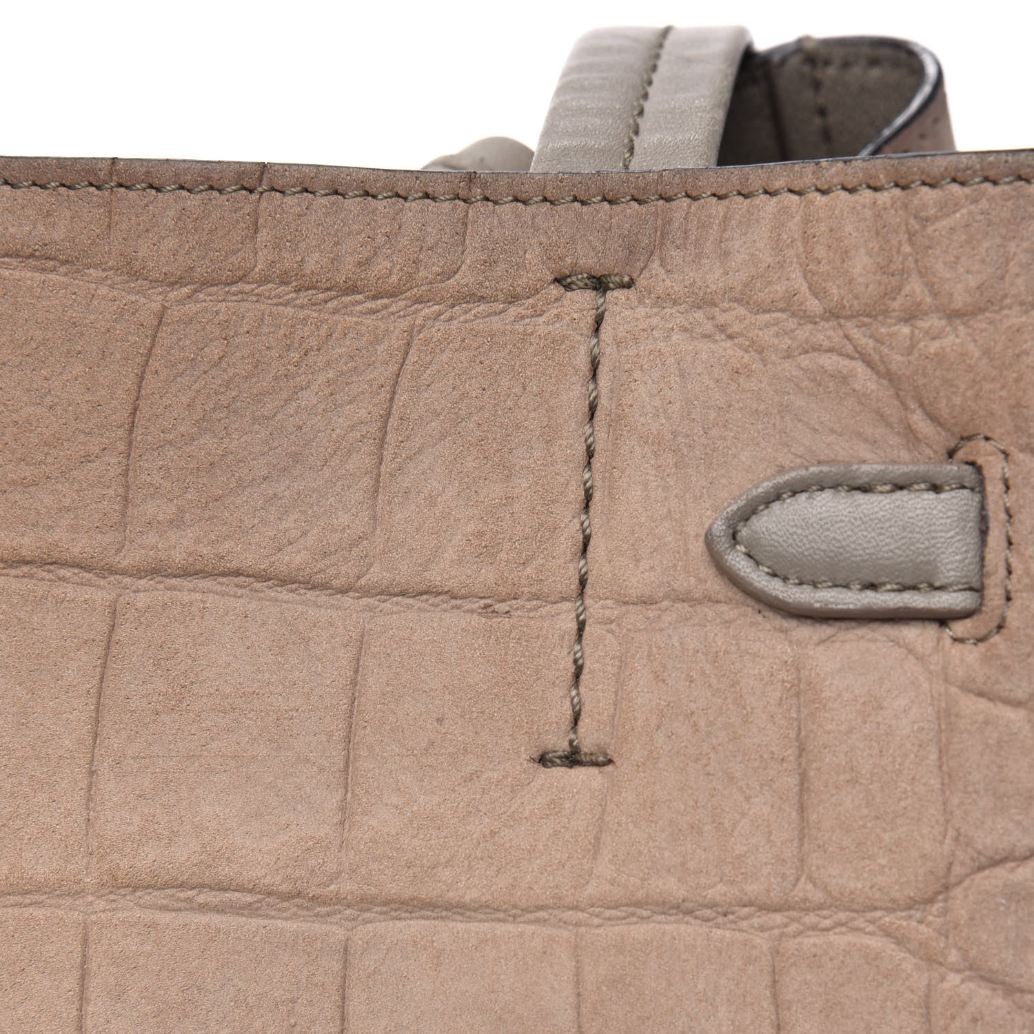Celine Crocodile Embossed Nubuck Small Belt Cabas Phantom Beige 29 of 33
