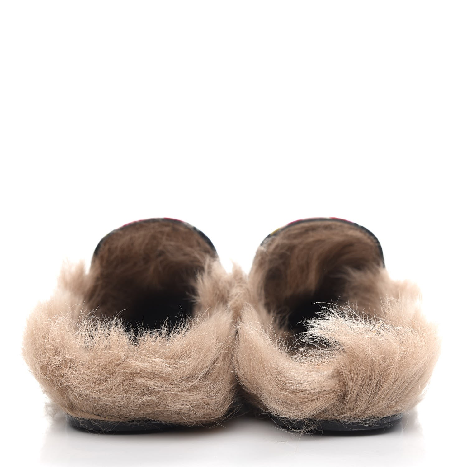 Gucci Velvet Fur Floral Womens Princetown Slippers 36.5 Black 7 of 10