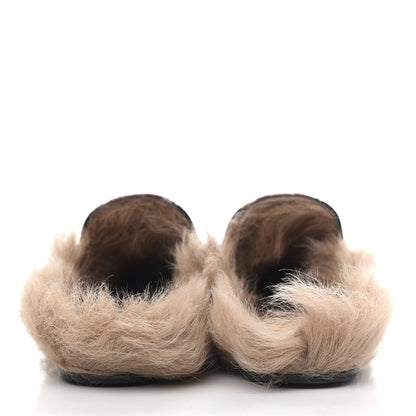Gucci Velvet Fur Floral Womens Princetown Slippers 36.5 Black 7 of 10
