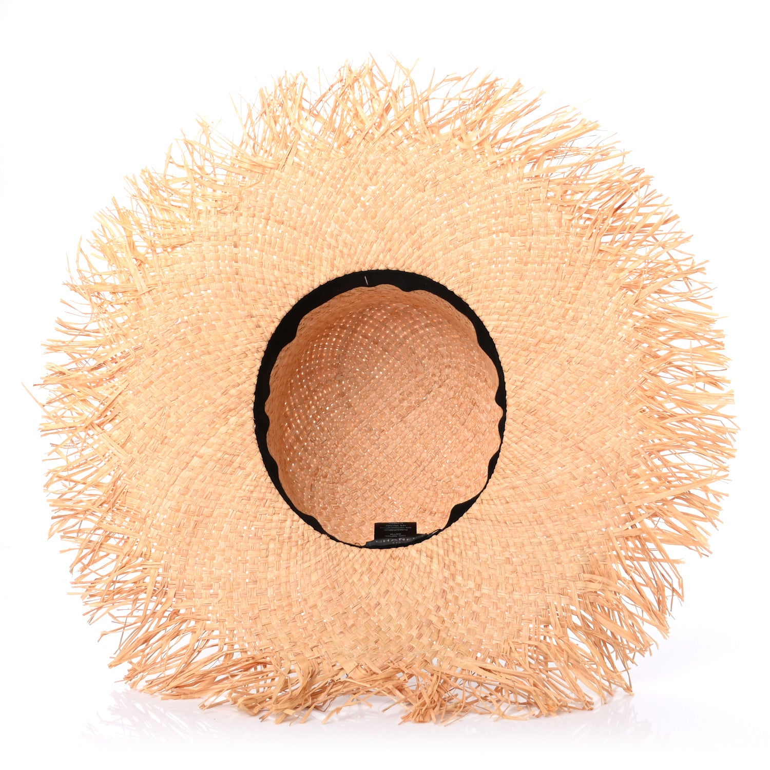 Chanel Raffia Wide Brimmed Hat L Beige Black 7 of 8