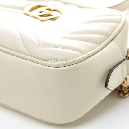 Gucci Calfskin Matelasse Mini GG Marmont Chain Shoulder Bag White 10 of 20