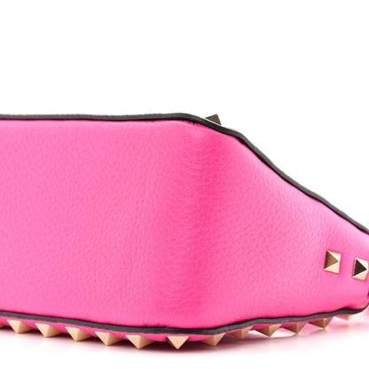 Valentino Garavani Pebbled Calfskin Small Rockstud Flip Lock Shoulder Bag Fuxia 9 of 9