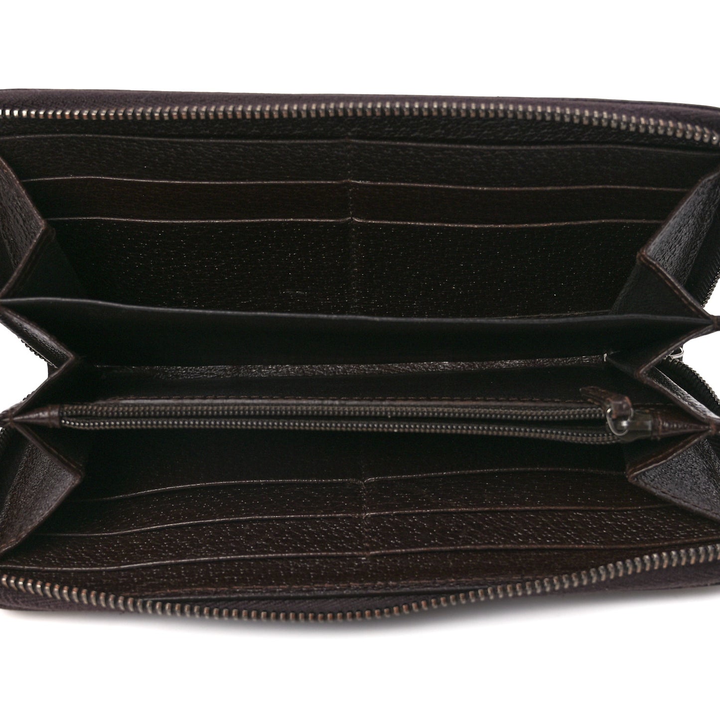 Monogram Metal Bar Zip Around Wallet Dark Brown