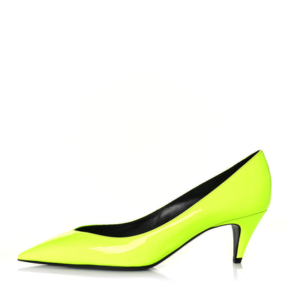 Saint Laurent Patent Calfskin Kiki 55 Pumps 40 Neon Yellow 1 of 9