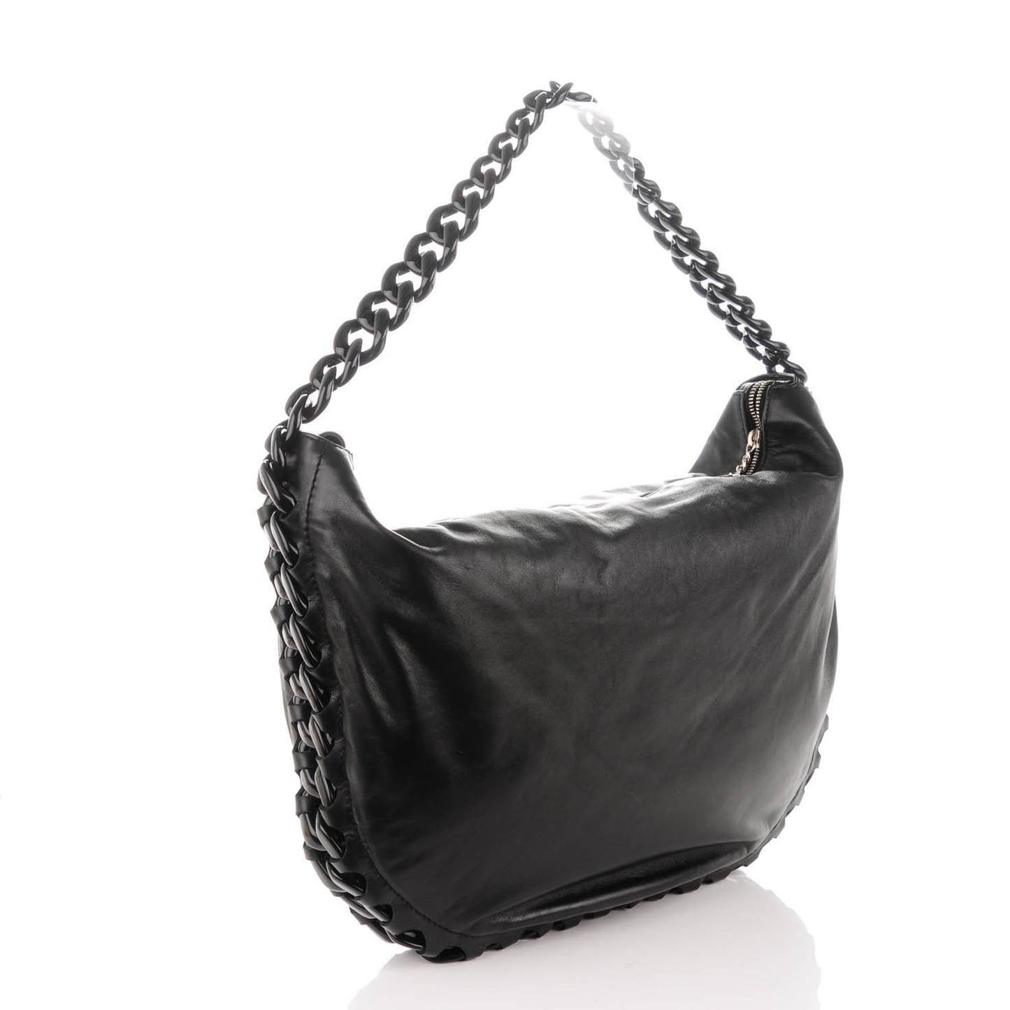 Calfskin Modern Chain Hobo Black