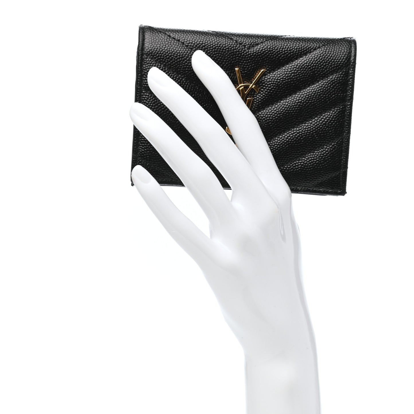 Grain De Poudre Matelasse Chevron Monogram Card Case Black