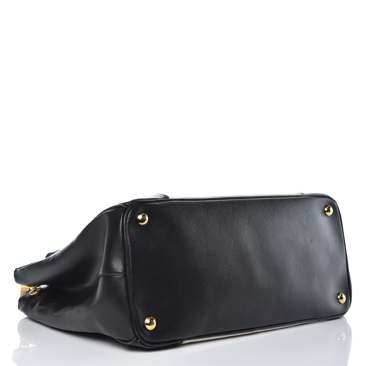 Saffiano Lux Colorblock Medium Galleria Double Zip Tote Black Talco