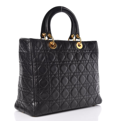Christian Dior Lambskin Cannage Large Lady Dior Black 3 of 10
