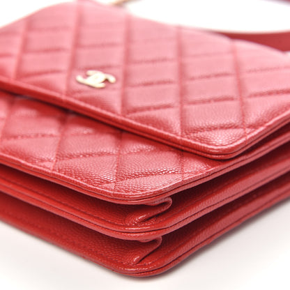 Chanel Caviar Quilted Square Wallet On Chain WOC Red 10 of 11