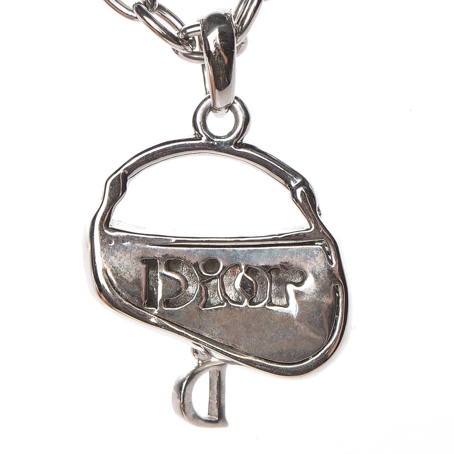 Crystal Saddle Bag Pendant Necklace Silver