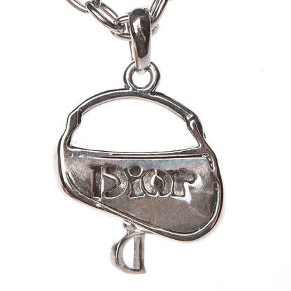 Christian Dior Crystal Saddle Bag Pendant Necklace Silver 6 of 6