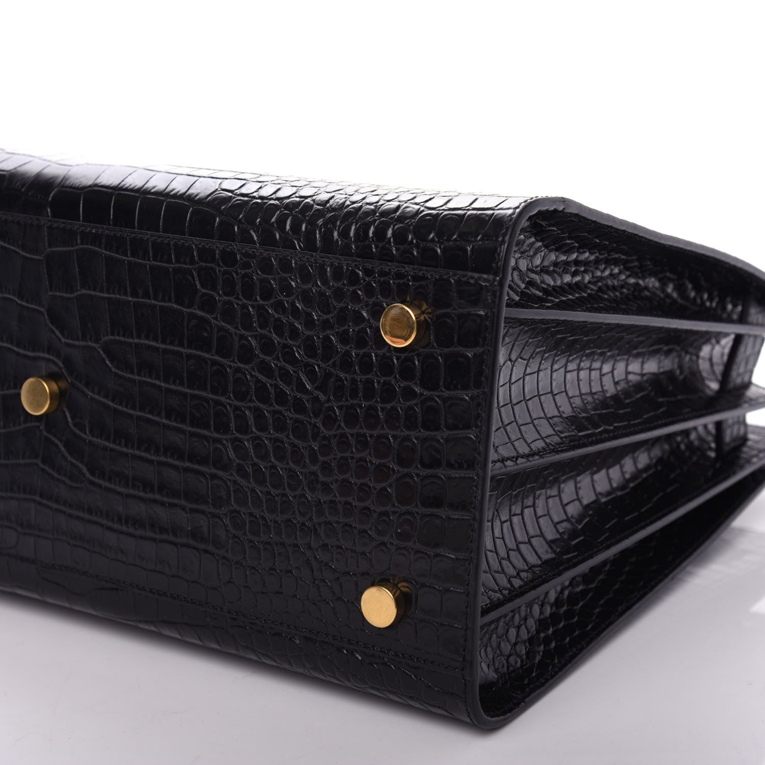 Saint Laurent Calfskin Crocodile Embossed Small Sac de Jour Black 10 of 10