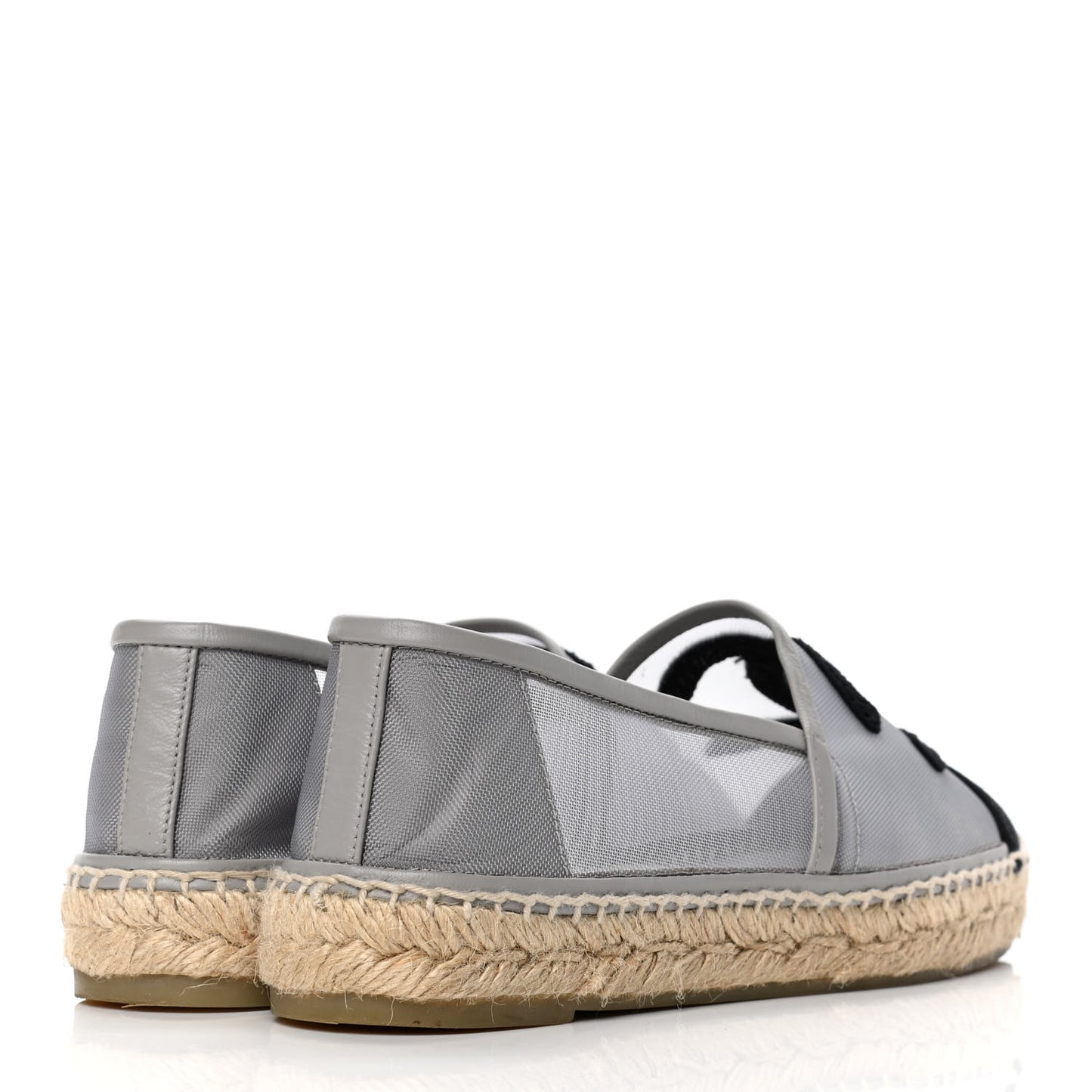 Mesh Grosgrain CC Espadrilles 37 Grey