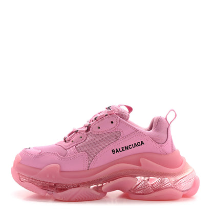 Balenciaga Fabric Mesh Clear Sole Womens Triple S Sneakers 37 Pink 1 of 10