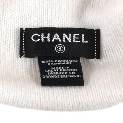 Chanel Cashmere Logo Beanie Hat White Black 4 of 6