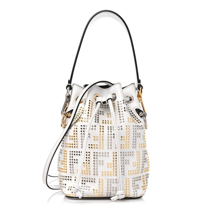 Fendi Vitello Liberty F is Fendi FF Studded Mini Mon Tresor Bucket Bag White 1 of 11