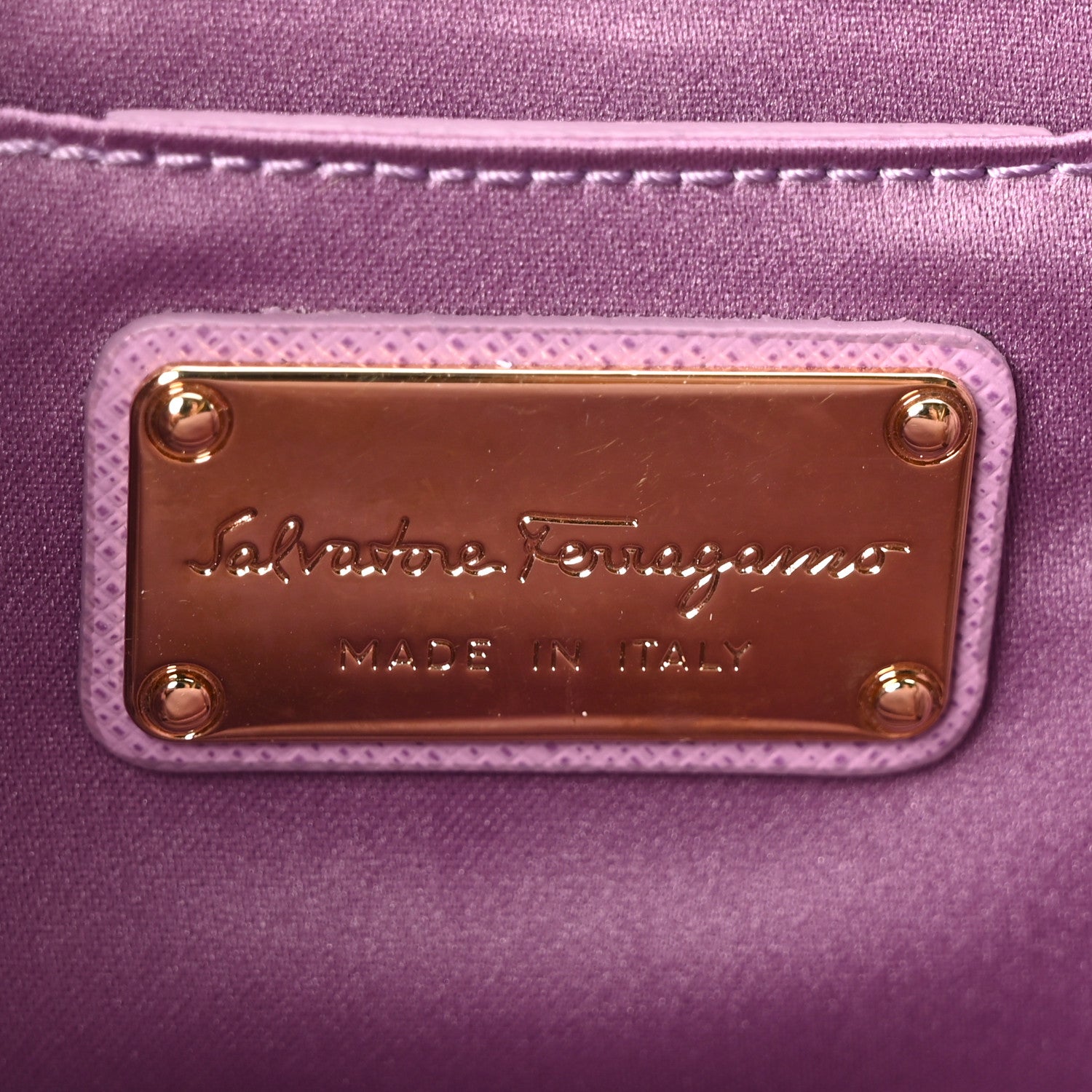 Salvatore Ferragamo Printed Calfskin Ginny Crossbody Bag Purple