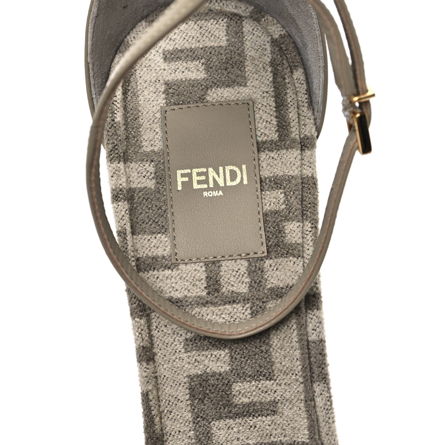 Chenille Jacquard FF Cut Baguette Ankle Strap 105mm Pumps 41 Tortora Nuvola