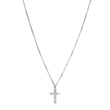 Cartier 18K White Gold Diamond Symbols Cross Pendant Necklace 1 of 6