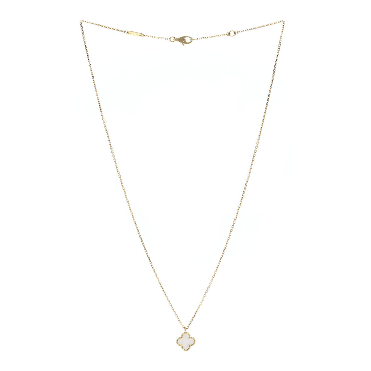 Van Cleef & Arpels 18K Yellow Gold Mother of Pearl Sweet Alhambra Pendant Necklace 3 of 6