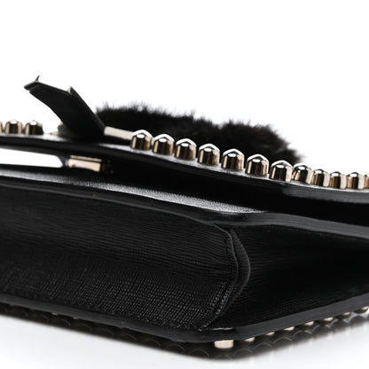 Fendi Vitello Elite Mink Fur Studded Karlito Tube Wallet on Chain Black 14 of 14