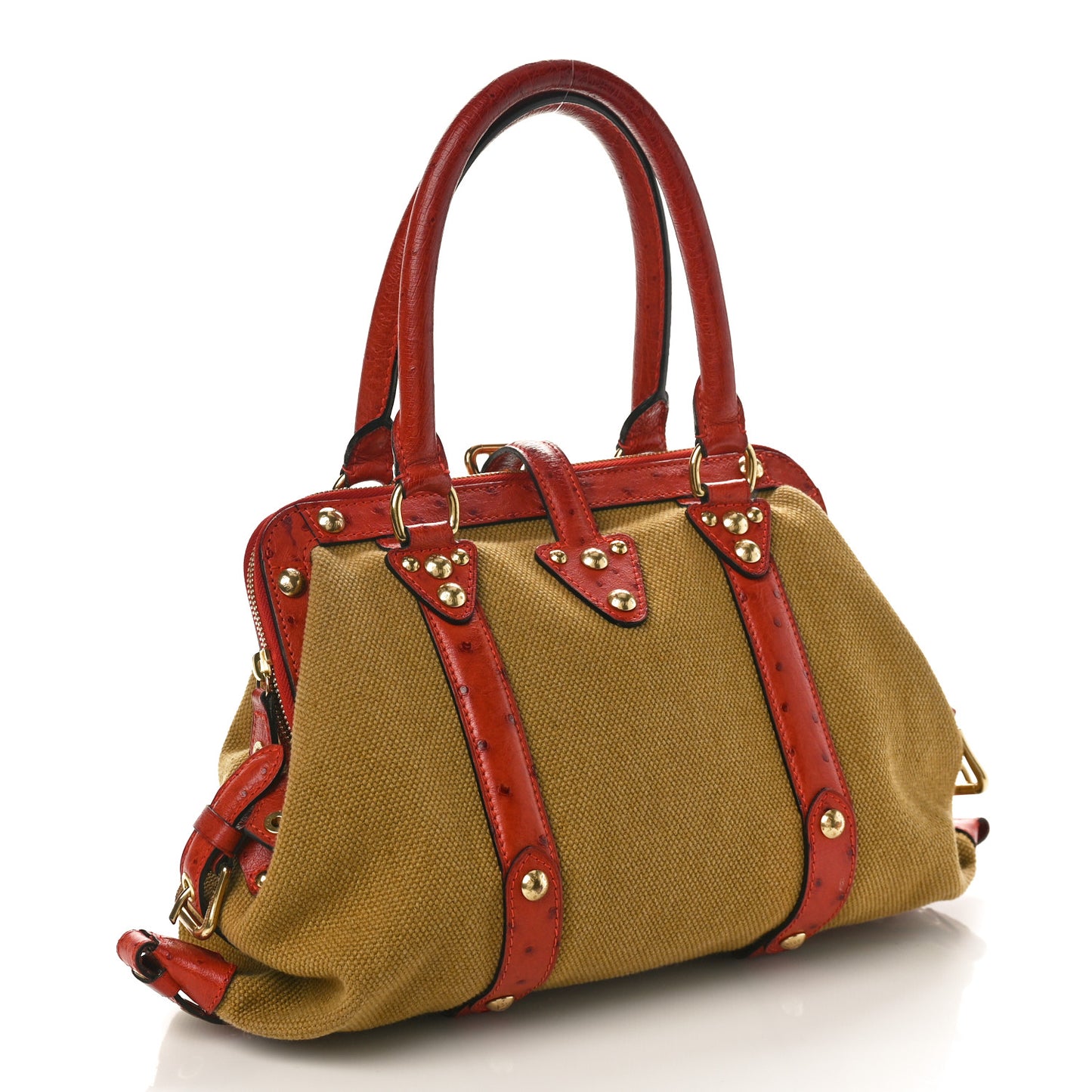 Toile Ostrich Trianon Sac de Nuit GM Olive Rouille