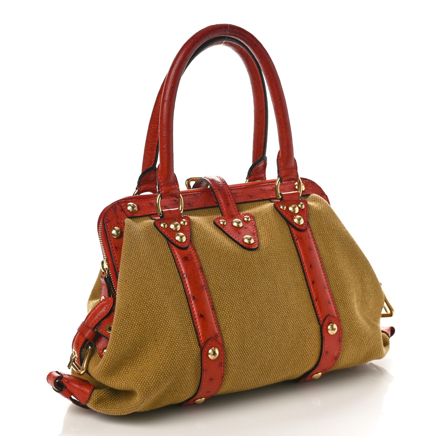 Louis Vuitton Toile Ostrich Trianon Sac de Nuit GM Olive Rouille 2 of 12